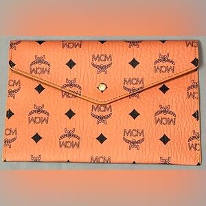 MCM Cognac Envelope Clutch W/Box